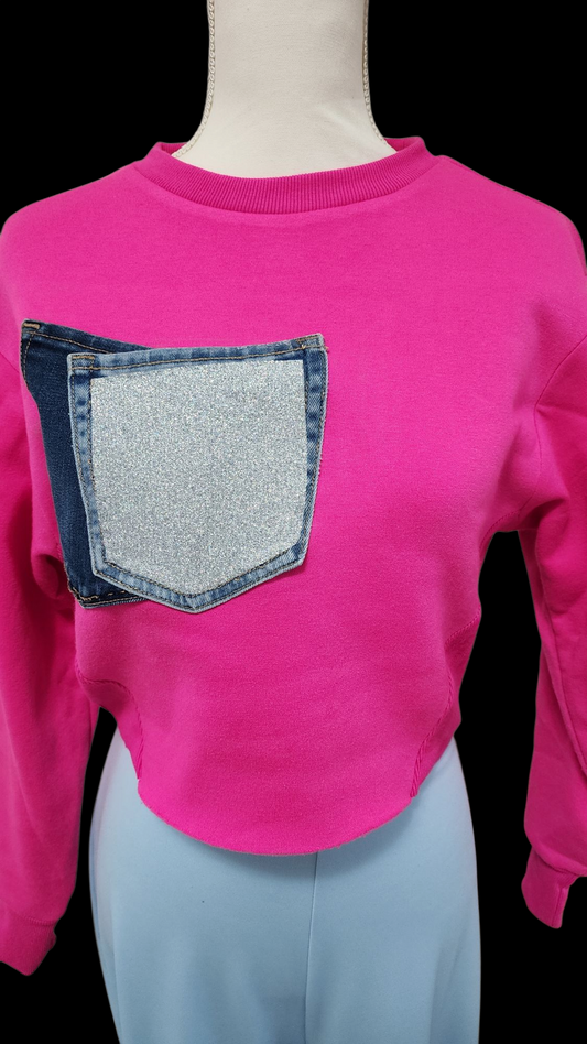 Pink Sweater Crop Top