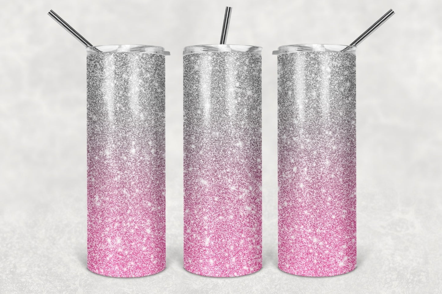 Pink and Silver Glitter Tumbler