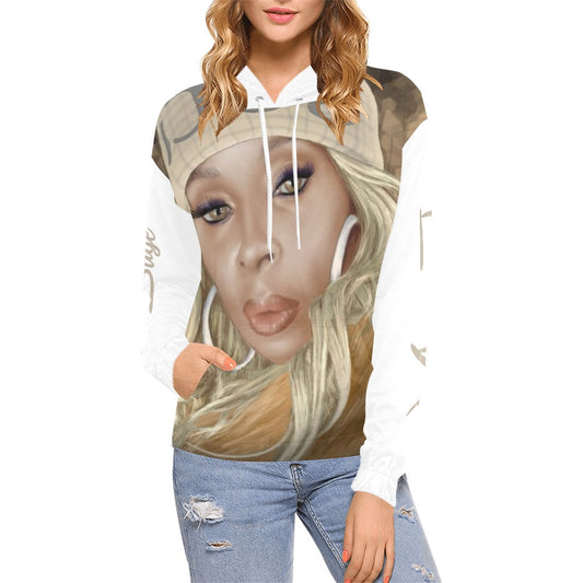 Mary J All Over Print Hoodie for Women (USA Size) (Model H13)